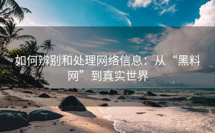 如何辨别和处理网络信息:从“黑料网”到真实世界 如何辨别和处理网络信息:从“黑料网”到真实世界